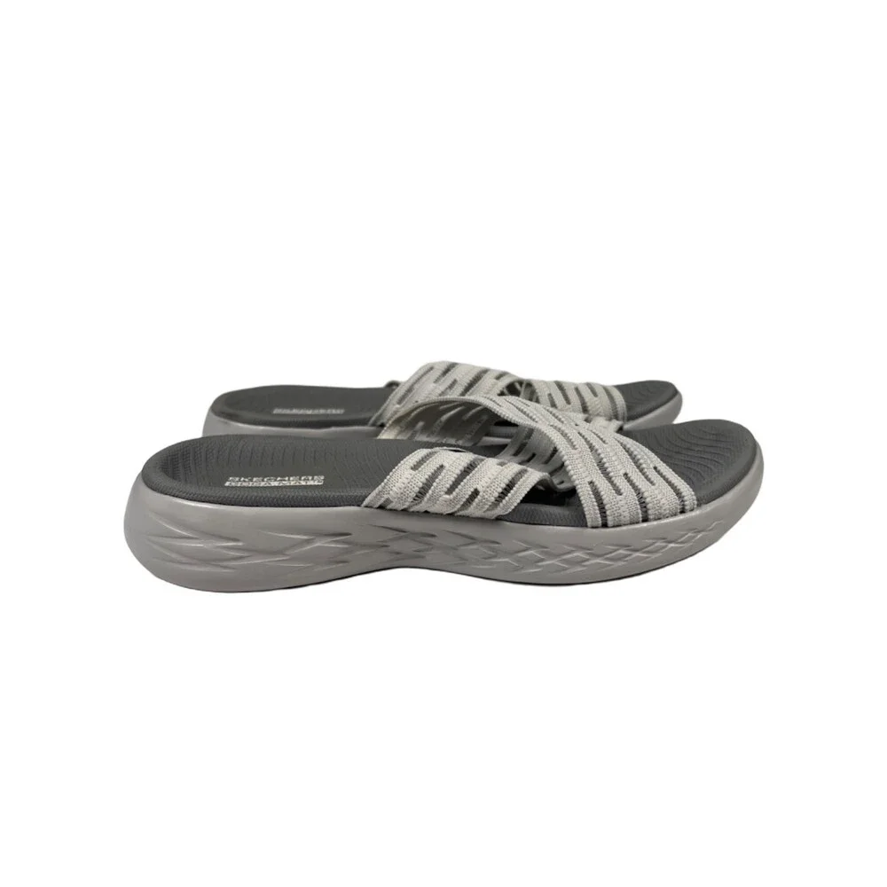 Skechers Women's Gray On The Go 600 Sunrise Slide Sandals - 7